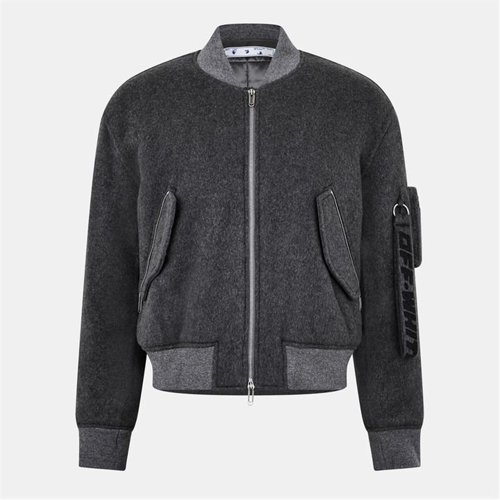 Off White Off Quote Bombr Jkt - Grey